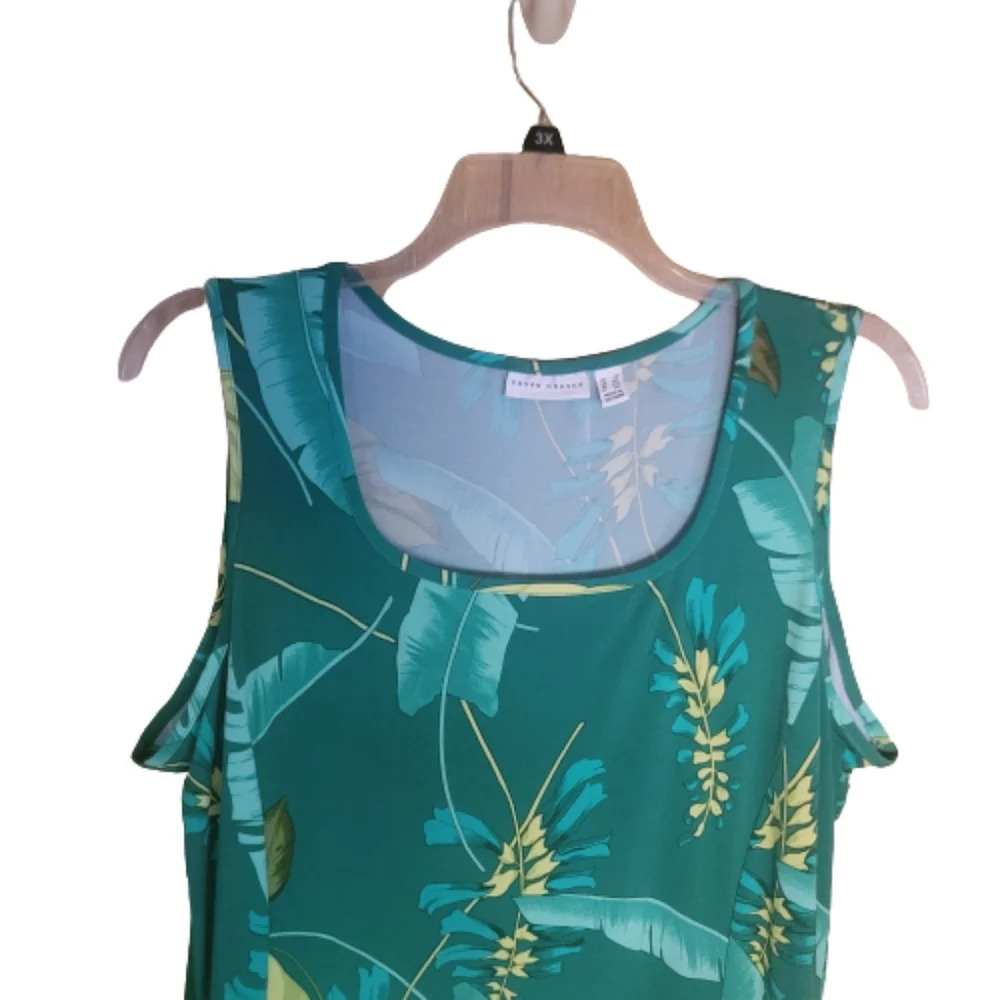 Susan Graver Liquid Knit sleeveless Midi Dress in Jungle Jade - Picture 4 of 7